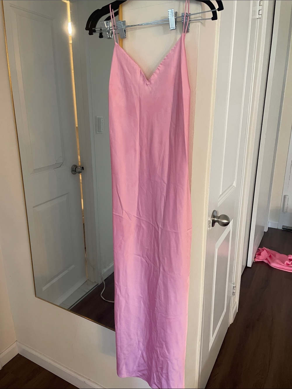 Pink Slip Maxi Dress with V-Neck